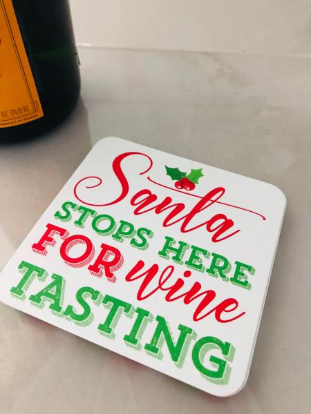 Holiday | Santa Stops Here For Wine Tasting Coasters | Set of 20 picture