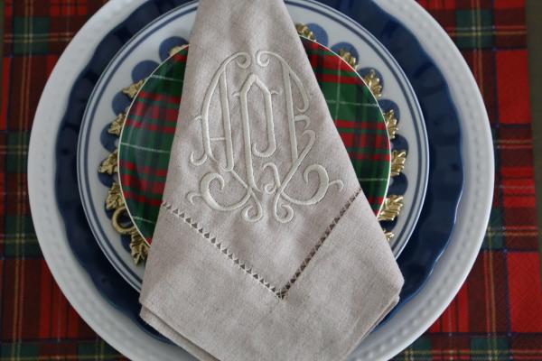 Monogram Linen Dinner Napkin S/6 picture