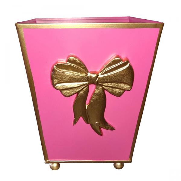 Pink & Gold Bow Cachepot picture