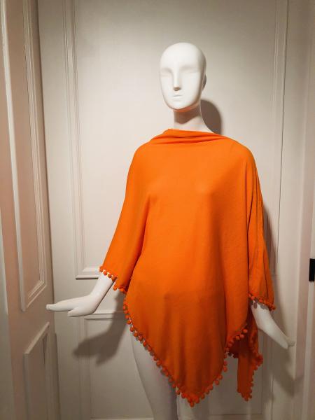 Monogram Orange with Pom Poncho