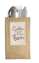 Gather and Give Thanks Silverware Pouch | Flatware Pouch | Silverware Holder | Party Table Setting | Holiday Table Setting S/8 picture