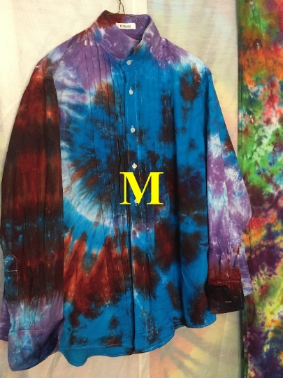 Tie Dyed Mens Medium (15/33) Joseph & Feiss Long Sleeve Button Down 100% Cotton Formal Dress Shirt - Recycled - Gently Used picture