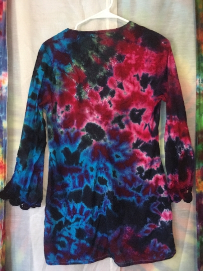 Recycled and Tie Dyed! Crinkle Tie Dyed Bold Colors - H&M - Womens Size 8 - Tunic picture