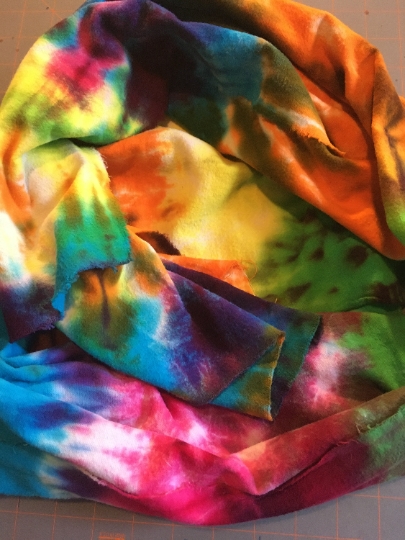 Tie Dyed 100% Cotton Flannel Scarf - Bright Rainbow Colors -64x22". #9 picture