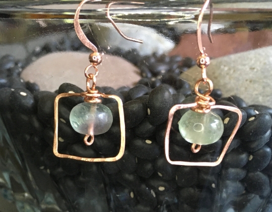 Copper Earrings - Fluorite - Jewelry with Meaning - Brings Order to Chaos picture