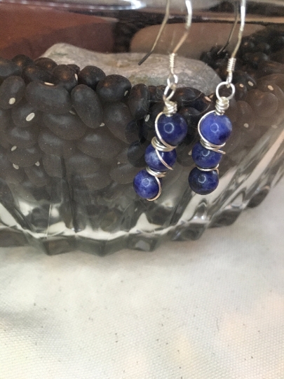 Earrings - Sodalite Stack on Sterling Earrings - Dangle Earrings - Jewelry with Meaning - Truth and Logic picture