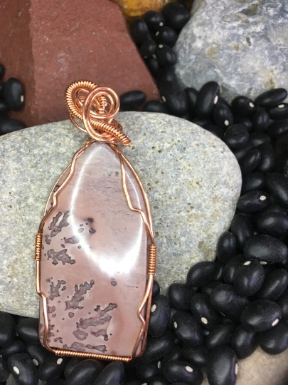 Large Crazy Horse Jasper Focal Bead Wrapped in Copper - Jewelry with Meaning - Gentleness and Nurturing picture