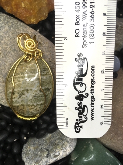 Wire Wrapped Jasper Pendant with Yellow Brass - Jewelry with a Meaning - Gentleness and Nurturing picture