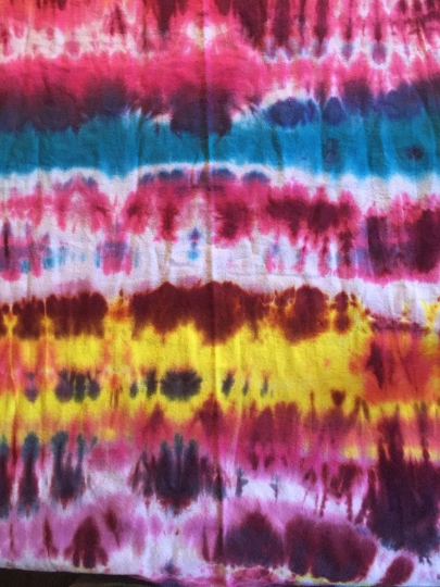 Tie Dyed 100% Cotton Flannel Scarf - Warm Rich Colors - Deep Red, Pink and Light Blue-65x21". #13 picture