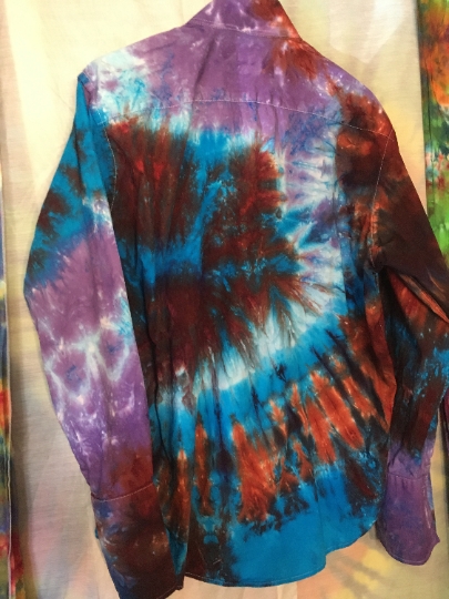 Tie Dyed Mens Medium (15/33) Joseph & Feiss Long Sleeve Button Down 100% Cotton Formal Dress Shirt - Recycled - Gently Used picture