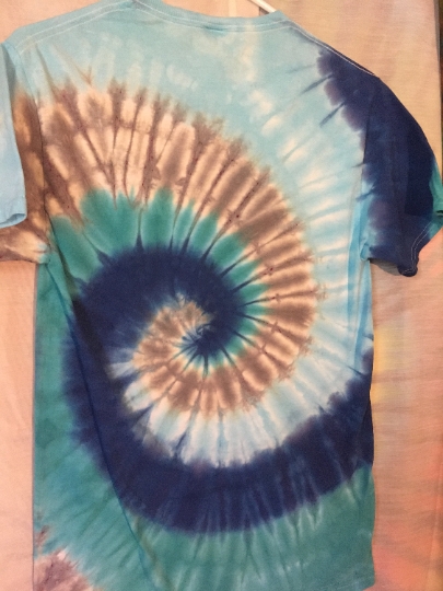 Tie Dye - Breaking Waves - Tie Dyed T Shirt - Mens S (36-38) - 100% Cotton Fruit of the Loom Short Sleeve Shirt picture