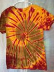 Tie Dye Hot Classic Spiral Tie Dyed T Shirt - Orange and Red - Womens Small 34-36 - Short Sleeve - Haines Comfort Soft. #217