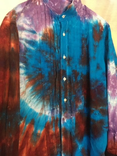 Tie Dyed Mens Medium (15/33) Joseph & Feiss Long Sleeve Button Down 100% Cotton Formal Dress Shirt - Recycled - Gently Used picture