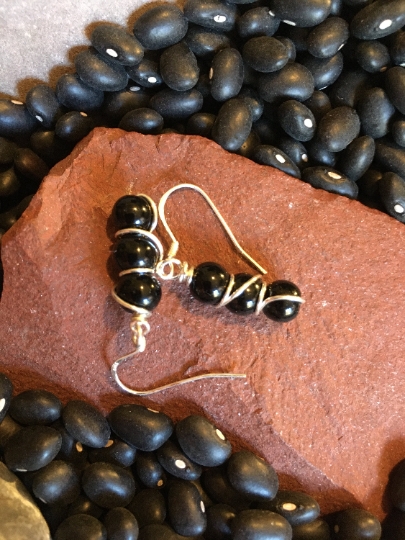 Earrings - Obsidian Stack on Sterling Earrings - Dangle Earrings - Jewelry with Meaning - Grounding and Shielding from Negativity picture