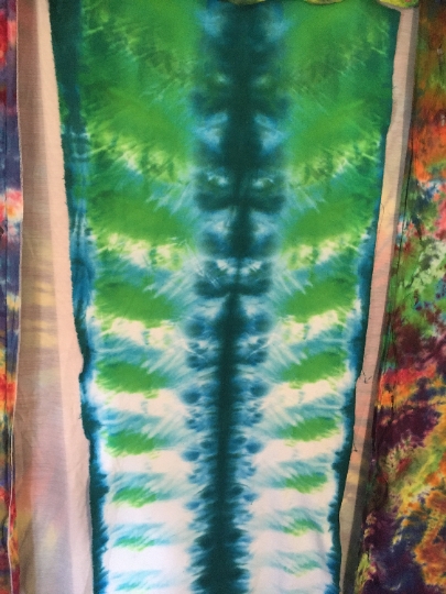 Tie Dyed 100 % Cotton Flannel Scarf - Green and Turquoise Scarf - Beautiful Accessory for Anyone! 60"x21" #5 picture