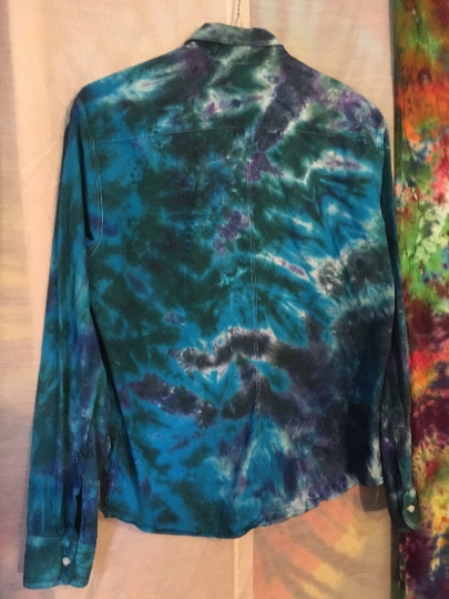 Tie Dyed Frank & Eileen Mens Medium Long Sleeve 100% Cotton Button Down Dress Shirt - Recycled - Gently Used picture