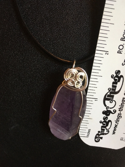 Pendant Matte Finish Amethyst with Natural Face Wire Wrapped w/ Sterling Silver Wire Necklace - Jewelry with Meaning - Peace and Calm picture