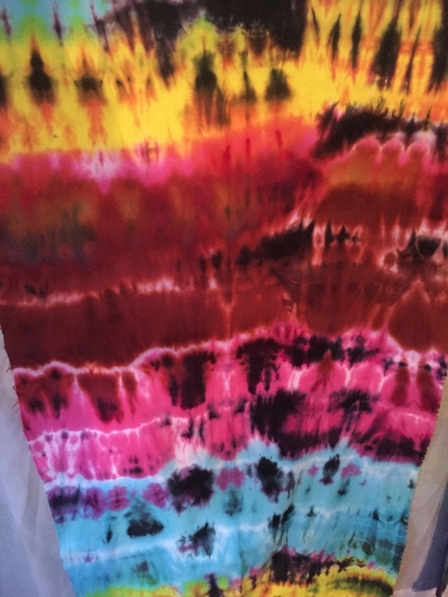 Tie Dyed 100% Cotton Flannel Scarf - Warm Rich Colors - Red, Brown, Pink and Blue -67x21". #12 picture