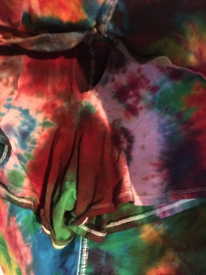 Tie Dye - Recycled Clothing - Rainbow Crinkle Tie Dyed Croft & Barrow Womens Size 16 Skirt (WITH SHORTS!!) Repurposed Clothing picture