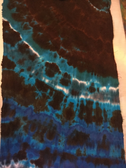 Tie Dyed 100% Cotton Flannel Scarf - Warm Rich Colors - Blues and Browns - Tie Dyed Scarf -60x21". #17 picture