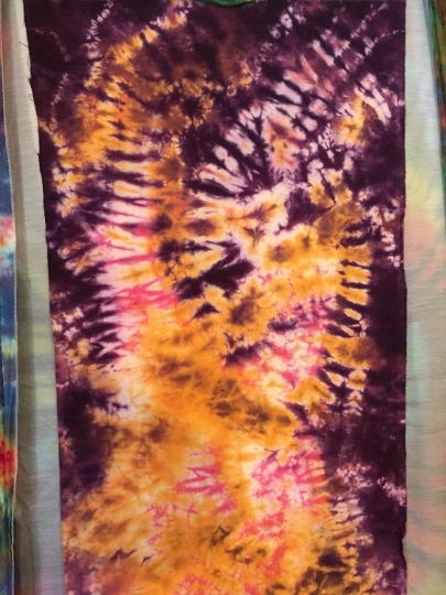Tie Dyed 100% Cotton Flannel Scarf - Warm Rich Colors - Purple, Orange and Pink-64x21". #20 picture