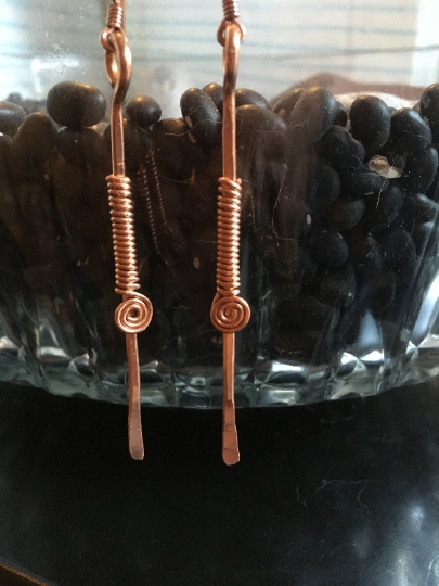 Earrings - Copper Wire Wrapped Dangle Earrings