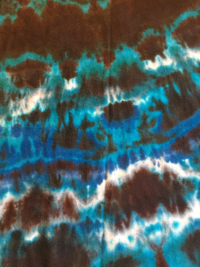 Tie Dyed 100% Cotton Flannel Scarf - Warm Rich Colors - Blues and Browns - Tie Dyed Scarf -60x21". #17