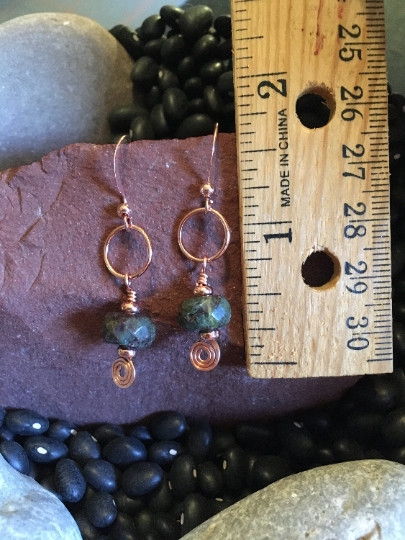 Earrings - Dragon Blood Jasper Earrings on Copper - Jewelry with Meaning - Happiness and Optimism picture