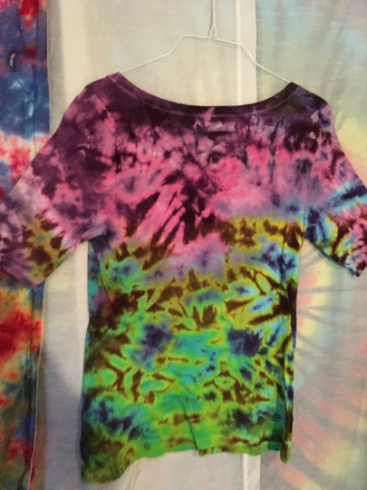 Tie Dye - Tie Dyed Womens Short Sleeve T Shirt - Womens Brand Level Eight - Womens Size L - Recycled Clothing picture