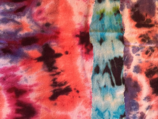 Tie Dyed 100% Cotton Flannel Scarf - Bright Fun Colors - Light Blue, Purple, Orange and Pink -62x21". #18 picture