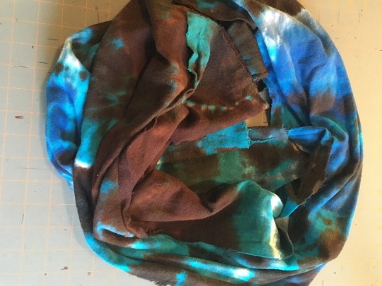 Tie Dyed 100% Cotton Flannel Scarf - Warm Rich Colors - Blues and Browns - Tie Dyed Scarf -60x21". #17 picture