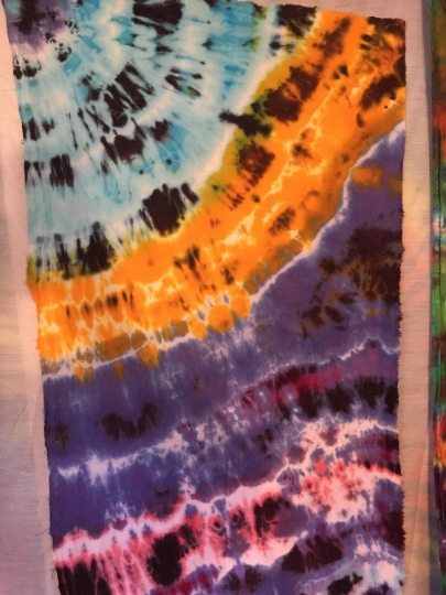 Tie Dyed 100% Cotton Flannel Scarf - Bright Fun Colors - Light Blue, Purple, Orange and Pink -62x21". #18 picture