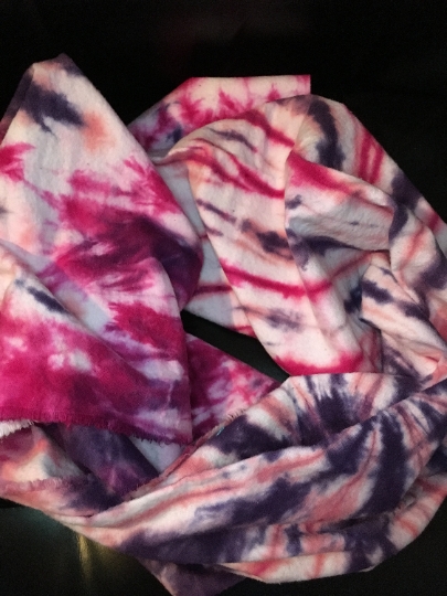 Tie Dyed 100 % Cotton Flannel Scarf - Bold Purple and Red Swirl Scarf - Beautiful Accessory for Anyone!  #63 picture
