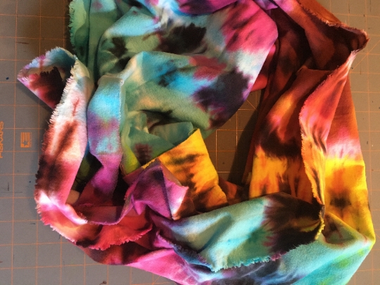 Tie Dyed 100% Cotton Flannel Scarf - Warm Rich Colors - Red, Brown, Pink and Blue -67x21". #12 picture