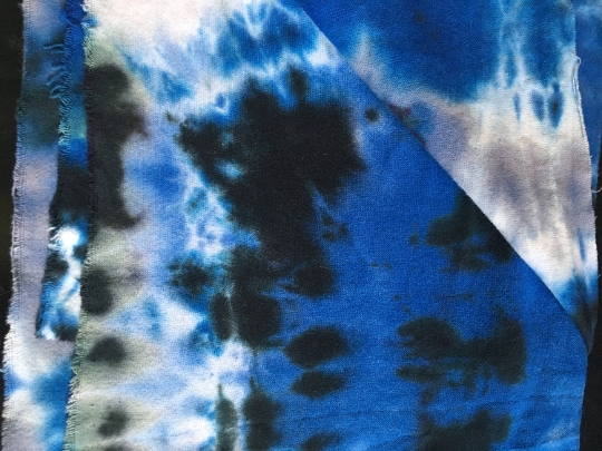 Tie Dyed 100% Cotton Flannel Scarf - Warm Rich Colors - Blue, Black, Gray - Unisex -65x21". #8 picture