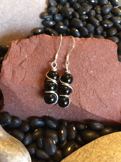 Earrings - Obsidian Stack on Sterling Earrings - Dangle Earrings - Jewelry with Meaning - Grounding and Shielding from Negativity picture