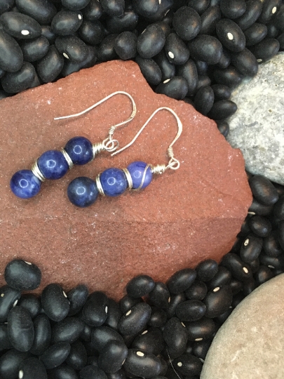 Earrings - Sodalite Stack on Sterling Earrings - Dangle Earrings - Jewelry with Meaning - Truth and Logic picture