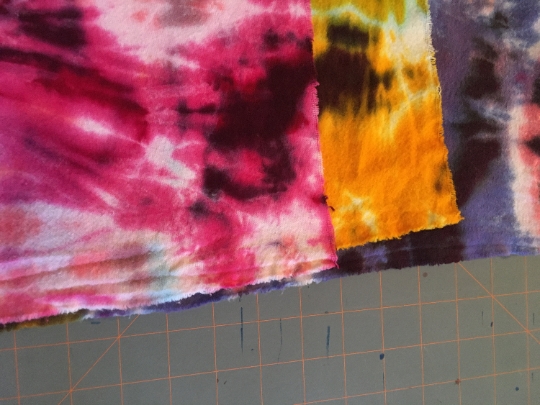 Tie Dyed 100% Cotton Flannel Scarf - Bright Rich Colors - Purple, Gold, Pink and Blue -64x21" #21 picture