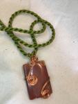 Pendant - Necklace - Agate Wire Wrapped Pendant on Green Silk Cord - Jewelry with Meaning - Safety and Grounding