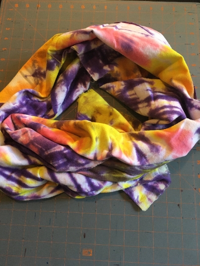 Tie Dyed 100% Cotton Flannel Scarf - Bright Purple and Yellow Tie Dye -63x22"  #19 picture