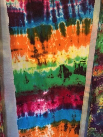 Tie Dyed 100% Cotton Flannel Scarf - Bright Rainbow Colors -64x22". #9 picture