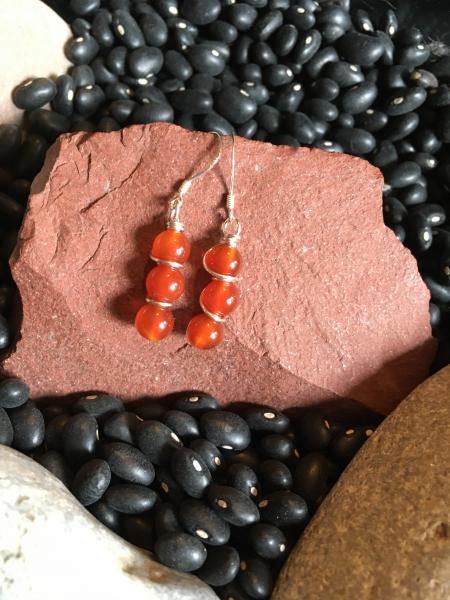 Earrings - Carnelian Stack on Sterling Earrings - Dangle Earrings - Jewelry with Meaning - Courage and Creativity picture