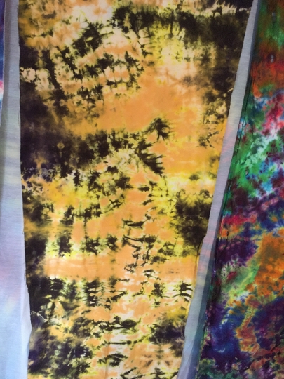 Tie Dyed 100 % Cotton Flannel Scarf - Bold Yellow and Purple - Beautiful Accessory for Anyone! 62"x22". #7 picture