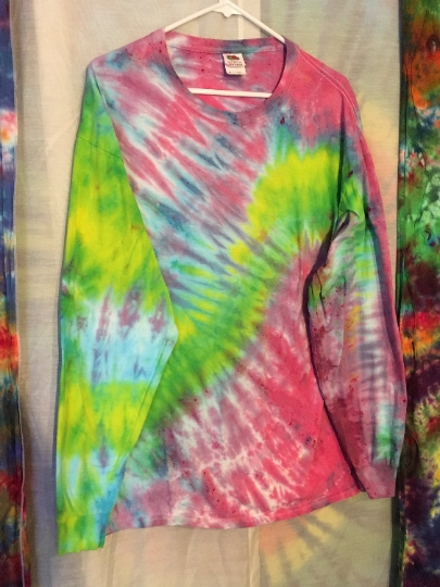 Tie Dye - Tie Dyed T Shirt - Mens XL (46-48) Fruit of the Loom 100% Cotton Long Sleeve Shirt. #329 picture