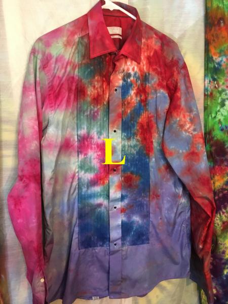 Tie Dyed Eton Classic Mens Large (16) Extra Long Sleeve Button Down 100% Cotton Formal Dress Shirt - Recycled - Gently Used
