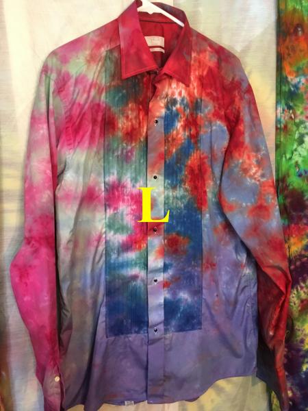 Tie Dyed Eton Classic Mens Large (16) Extra Long Sleeve Button Down 100% Cotton Formal Dress Shirt - Recycled - Gently Used picture