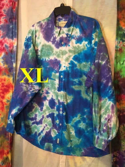 Tie Dye - Tie Dyed Mens Button Down - Mens XL Dress Shirt - Mens J. Khaki Brand - Recycled Clothing - Tie Dyed Dress Shirt Mens