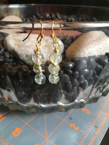 Earrings - Fluorite and Yellow Brass Earrings - Wire Wrapped Earrings - Fluorite Earrings - Jewelry with Meaning - Order to Chaos picture