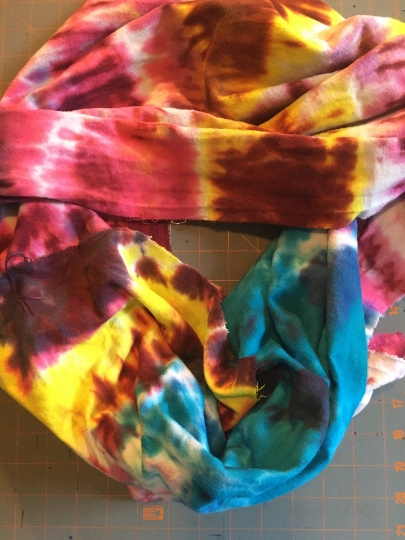Tie Dyed 100% Cotton Flannel Scarf - Warm Rich Colors - Deep Red, Pink and Light Blue-65x21". #13 picture