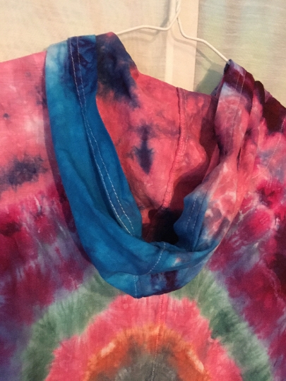Tie Dye - Tie Dyed Womens Zip Up Hoodie- Tie Dye Kenar Brand - Womens L - Recycled Clothing - 100% Linen picture